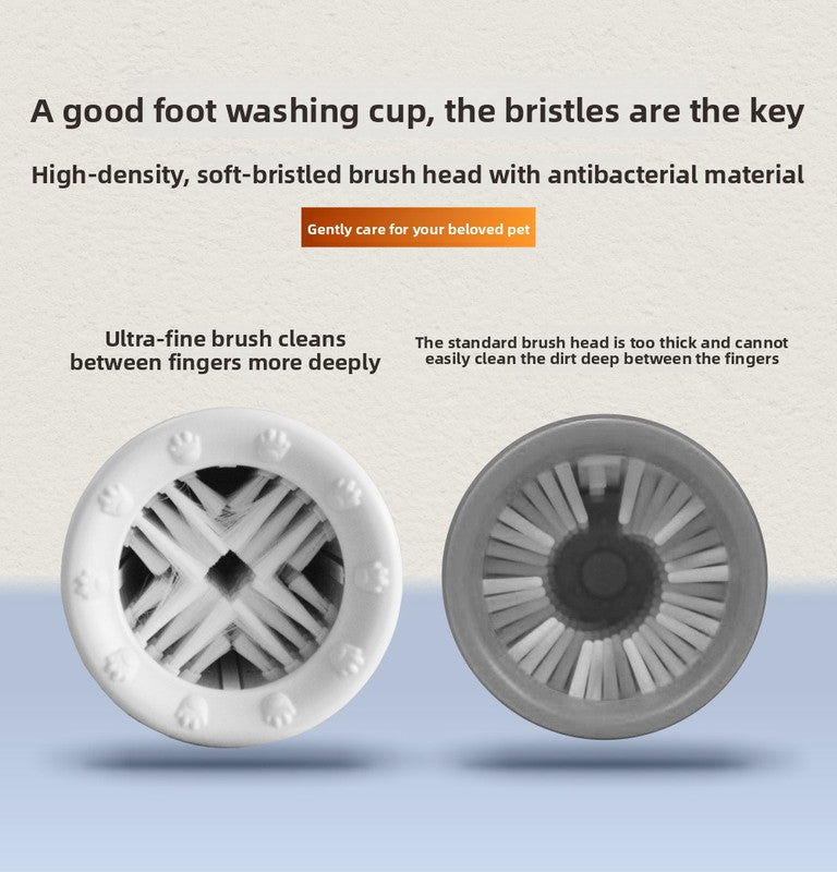 Portable Dog Paw Washer Cup - 360 Degree Muddy Foot Cleaner with Soft Bristles - Gentle Grooming Tool for Cats & Small to Medium Dogs - Grey