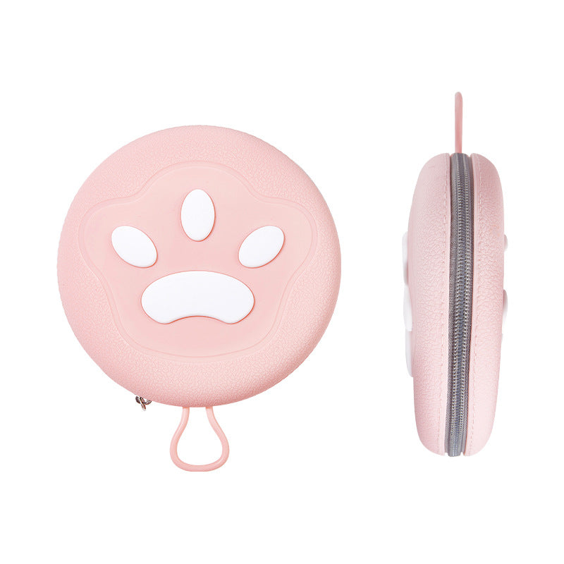 Portable Silicone Double Pet Bowl - Collapsible Travel Dog Feeder for Food &amp; Water - 2 x 450ml Capacity with Zipper Case - Pink