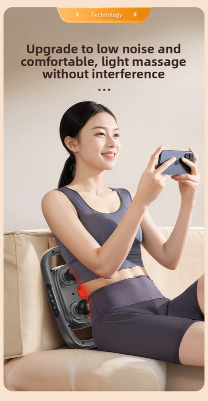 6-Head Deep Tissue Percussion Massager - Cordless Electric Muscle Gun with Red Light Therapy - 9 Speed Dual Handle Body Relaxer for Back & Legs - Starry Grey