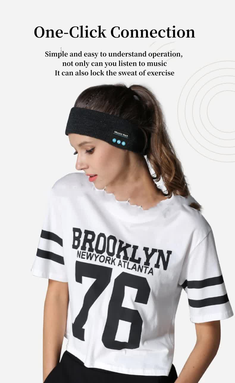 Bluetooth 5.4 Sports Headband Headphones - Wireless Music Sleep Mask for Running & Gym - Sweat Absorbing Washable Cotton Band - Grey with Zipper Storage Bag