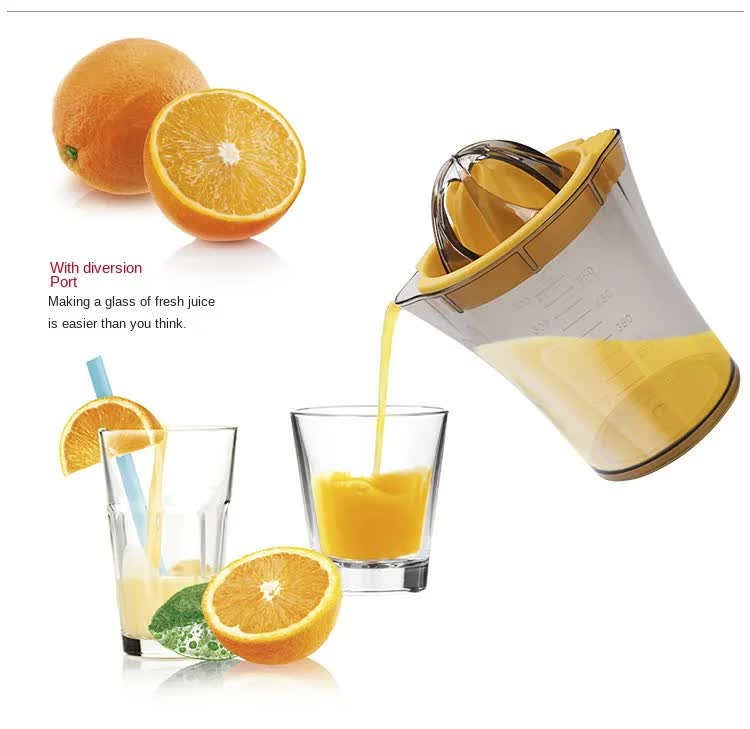 Manual Citrus Juicer & Hand Squeezer - 600ml Measuring Cup with Dual Reamer for Lemons & Oranges - Non-Slip Portable Fruit Press for Kitchen & Camping