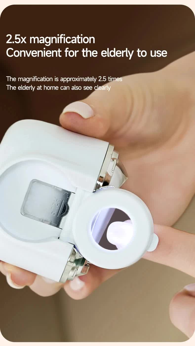 2-in-1 Electric Nail Clipper with Magnifying Glass & LED Light - Automatic Nail Trimmer & Polisher for Babies, Seniors & Adults - Safe USB Rechargeable Manicure Tool with Debris Storage - Blue