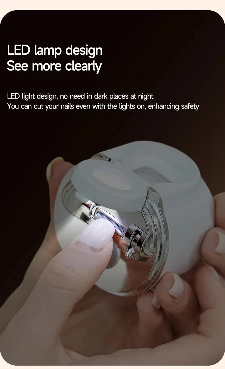 2-in-1 Electric Nail Clipper with Magnifying Glass & LED Light - Automatic Nail Trimmer & Polisher for Babies, Seniors & Adults - Safe USB Rechargeable Manicure Tool with Debris Storage - Grey