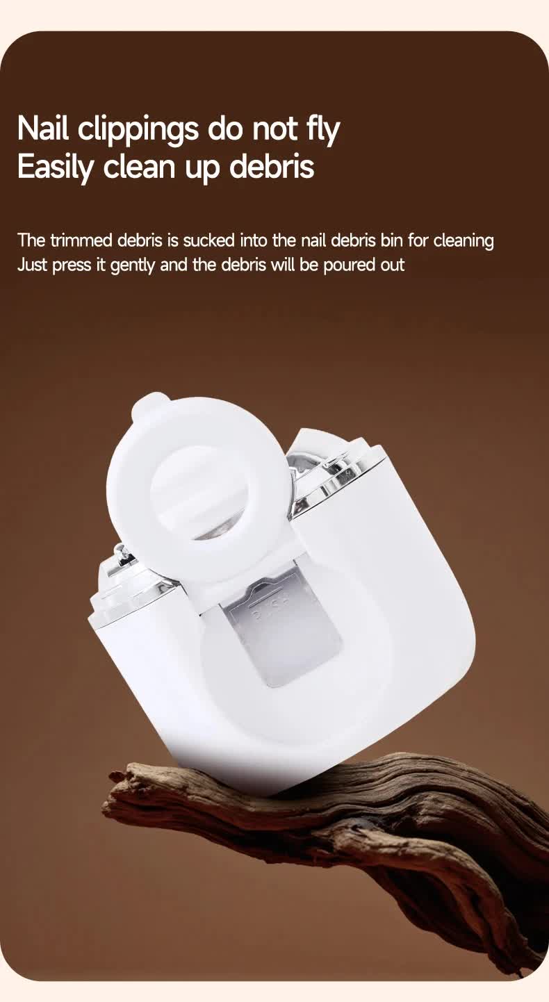 2-in-1 Electric Nail Clipper with Magnifying Glass & LED Light - Automatic Nail Trimmer & Polisher for Babies, Seniors & Adults - Safe USB Rechargeable Manicure Tool with Debris Storage - Grey