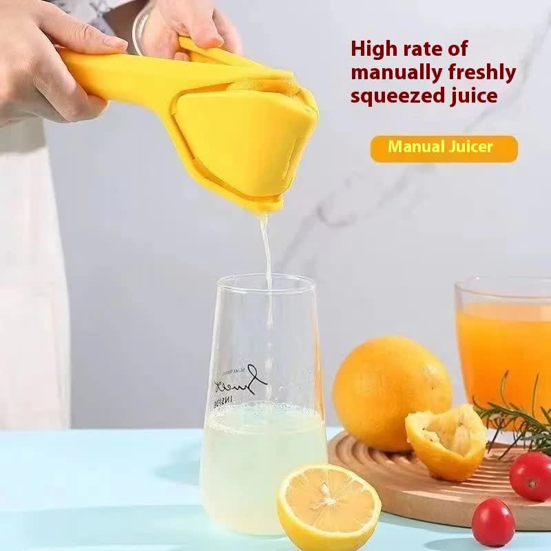Foldable Manual Lemon Squeezer & Citrus Juicer - Portable Handheld Fruit Press for Fresh Orange & Lime Juice - Space Saving Kitchen Tool - Yellow