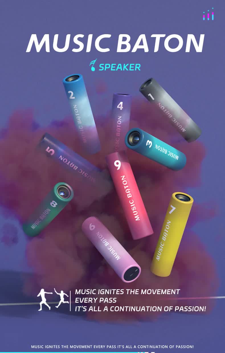 Portable Handheld Bluetooth Speaker & Power Bank 2-in-1 - Wireless Music Baton for Running, Cycling & Camping - FM Radio, TF Card & Voice Recorder - Red