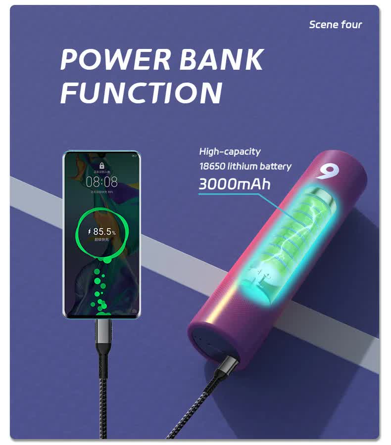 Portable Handheld Bluetooth Speaker & Power Bank 2-in-1 - Wireless Music Baton for Running, Cycling & Camping - FM Radio, TF Card & Voice Recorder - Red