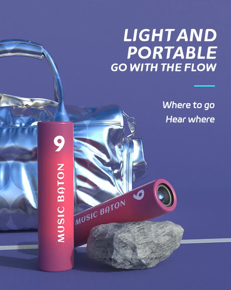 Portable Handheld Bluetooth Speaker & Power Bank 2-in-1 - Wireless Music Baton for Running, Cycling & Camping - FM Radio, TF Card & Voice Recorder - Yellow