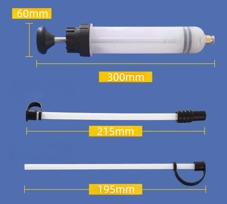 200ml Fluid Extractor & Transfer Pump - Manual Oil Syringe with Extension Tubes for Automotive Brake, Gear & Power Steering Fluids - Heavy Duty Suction Tool