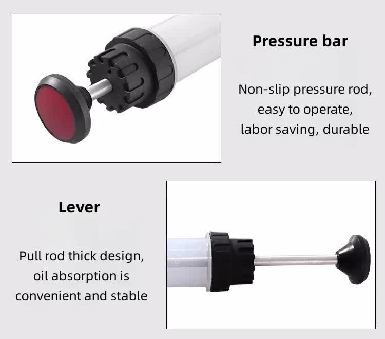 200ml Fluid Extractor & Transfer Pump - Manual Oil Syringe with Extension Tubes for Automotive Brake, Gear & Power Steering Fluids - Heavy Duty Suction Tool