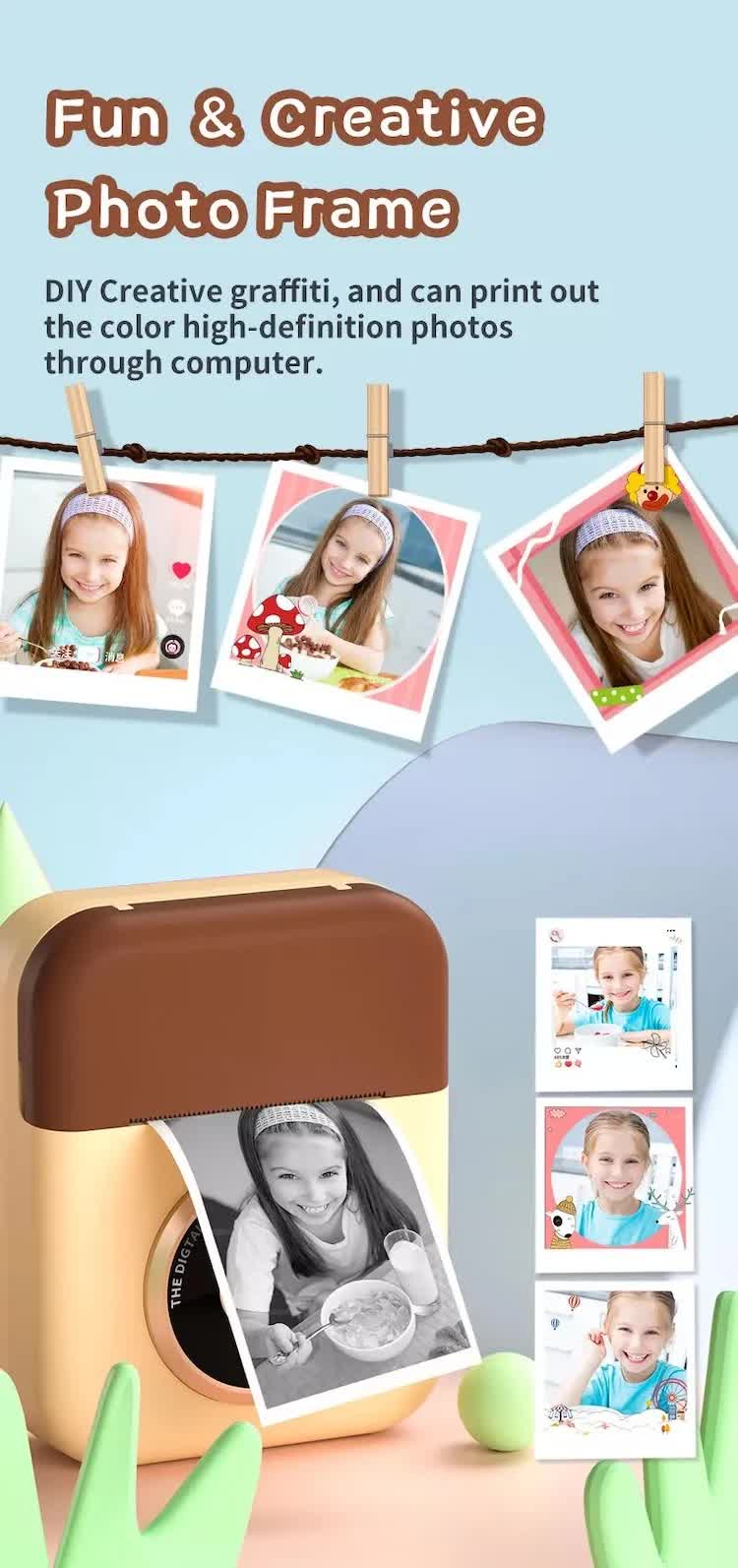 Kids Instant Print Camera with 3 Paper Rolls - Zero Ink Thermal Digital Camera & Video Recorder - 1080P Dual Lens Selfie Toy for Boys & Girls - Purple