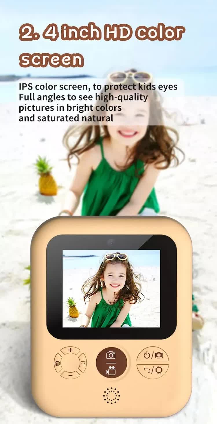 Kids Instant Print Camera with 3 Paper Rolls - Zero Ink Thermal Digital Camera & Video Recorder - 1080P Dual Lens Selfie Toy for Boys & Girls - Purple