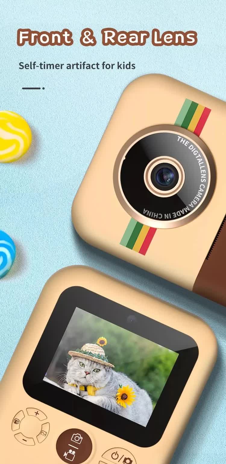 Kids Instant Print Camera with 3 Paper Rolls - Zero Ink Thermal Digital Camera & Video Recorder - 1080P Dual Lens Selfie Toy for Boys & Girls - Pink