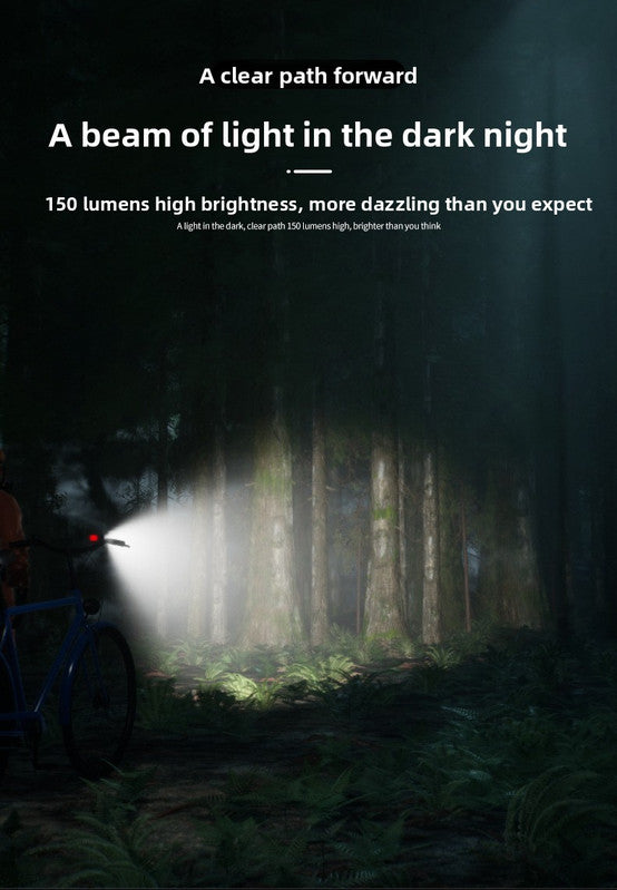 USB Rechargeable Mini Bike Light Front & Rear Combo - 150 Lumen LED High Brightness Safety Lamp for Cycling - IPX8 Waterproof Aluminium Helmet & Handlebar Light - Black