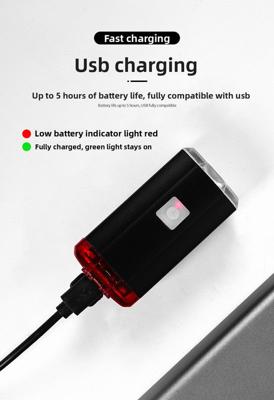USB Rechargeable Mini Bike Light Front & Rear Combo - 150 Lumen LED High Brightness Safety Lamp for Cycling - IPX8 Waterproof Aluminium Helmet & Handlebar Light - Black