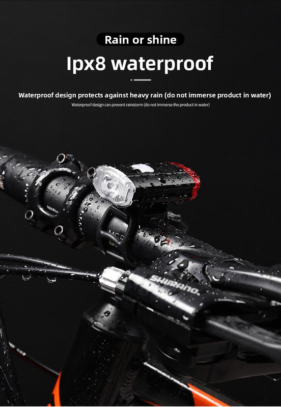 USB Rechargeable Mini Bike Light Front & Rear Combo - 150 Lumen LED High Brightness Safety Lamp for Cycling - IPX8 Waterproof Aluminium Helmet & Handlebar Light - Black