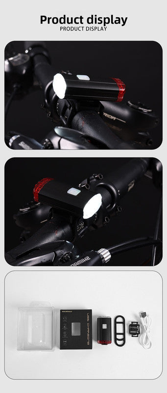 USB Rechargeable Mini Bike Light Front & Rear Combo - 150 Lumen LED High Brightness Safety Lamp for Cycling - IPX8 Waterproof Aluminium Helmet & Handlebar Light - Black
