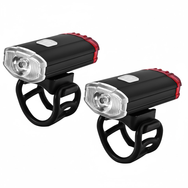 2 PCS USB Rechargeable Mini Bike Lights - Aluminium LED Front &amp; Rear Safety Lamp Set - 150 Lumen High Brightness Flashlight for Helmet &amp; Handlebar - IPX8 Waterproof - Black