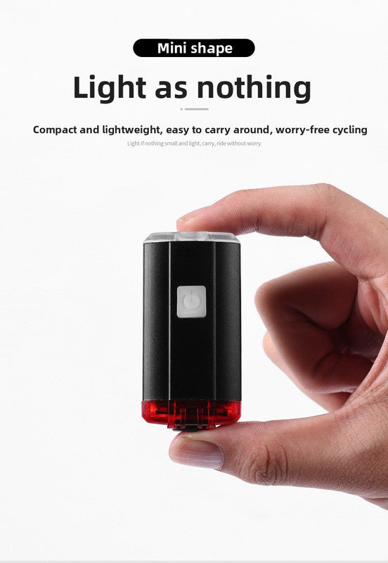 2 PCS USB Rechargeable Mini Bike Lights - Aluminium LED Front & Rear Safety Lamp Set - 150 Lumen High Brightness Flashlight for Helmet & Handlebar - IPX8 Waterproof - Black