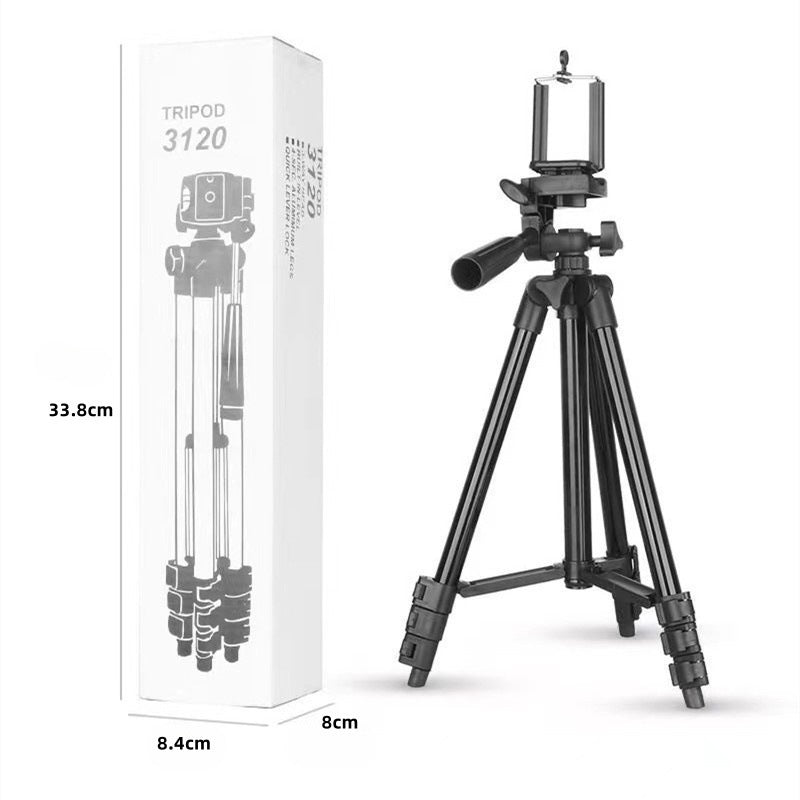3120 Black Camera &amp; Phone Tripod Stand - 110cm Lightweight Aluminium Portable Travel Mount with 3-Way Head &amp; Universal Smartphone Holder - Adjustable Vlogging Gear - Black