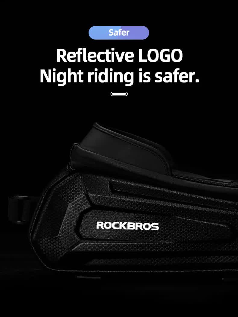 ROCKBROS Hard Shell Bike Top Tube Bag - Waterproof Cycling Frame Pouch with TPU Touchscreen Phone Holder & Sun Visor - 1.7L Large Capacity for MTB & Road Bikes - Black