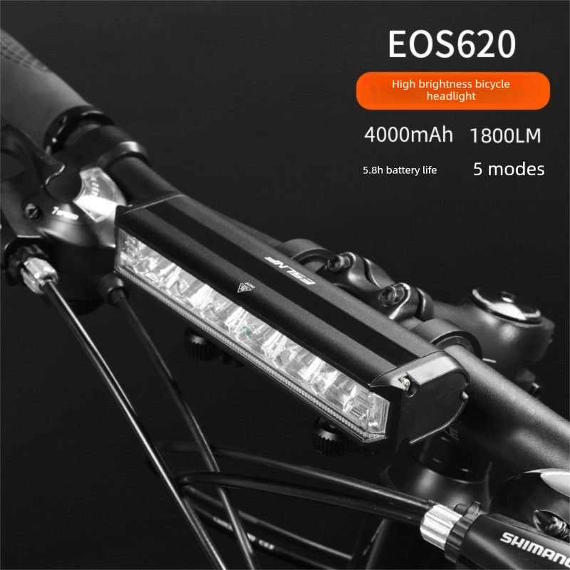 EOS620 1800 Lumen High Power Bike Light with Stable Dual Bracket Mount - 4000mAh Long Life Battery USB Rechargeable - Anti-Glare Aluminium LED Headlight for MTB &amp; Commuting