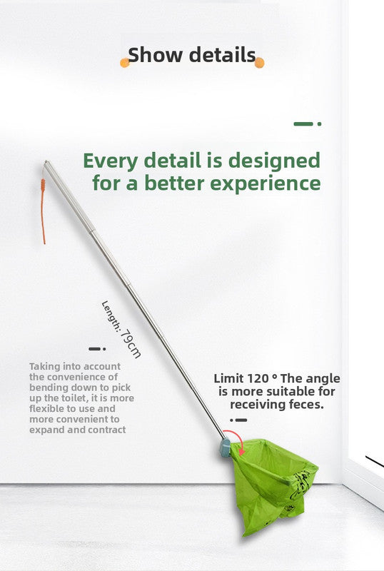 Portable Telescopic Dog Poop Scooper No Touch Waste Collector with Extendable Handle Small Size for Pets up to 15kg Ideal for Daily Walks