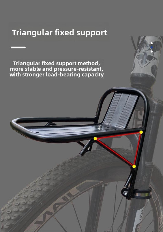 Aluminium Alloy Bicycle Front Rack Carrier Heavy Duty Fork Mount Cargo Shelf for MTB Mountain Bike Disc and V-Brake Touring Black