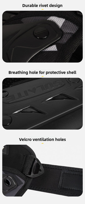 4 Piece Motorcycle Protective Gear Set Knee Pads and Elbow Guards Motocross Shin Armour Quick Release Hard Shell Adjustable Black