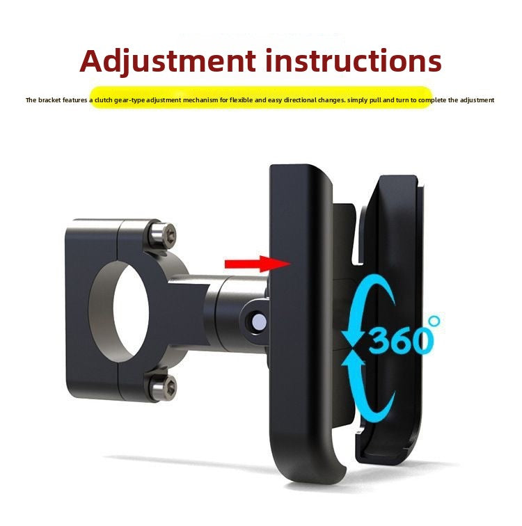 Universal Aluminium Motorcycle Phone Holder Handlebar Mount 360 Rotation Anti-Shake CNC Metal for Bike Scooter 4-7 Inch Phones Sliver