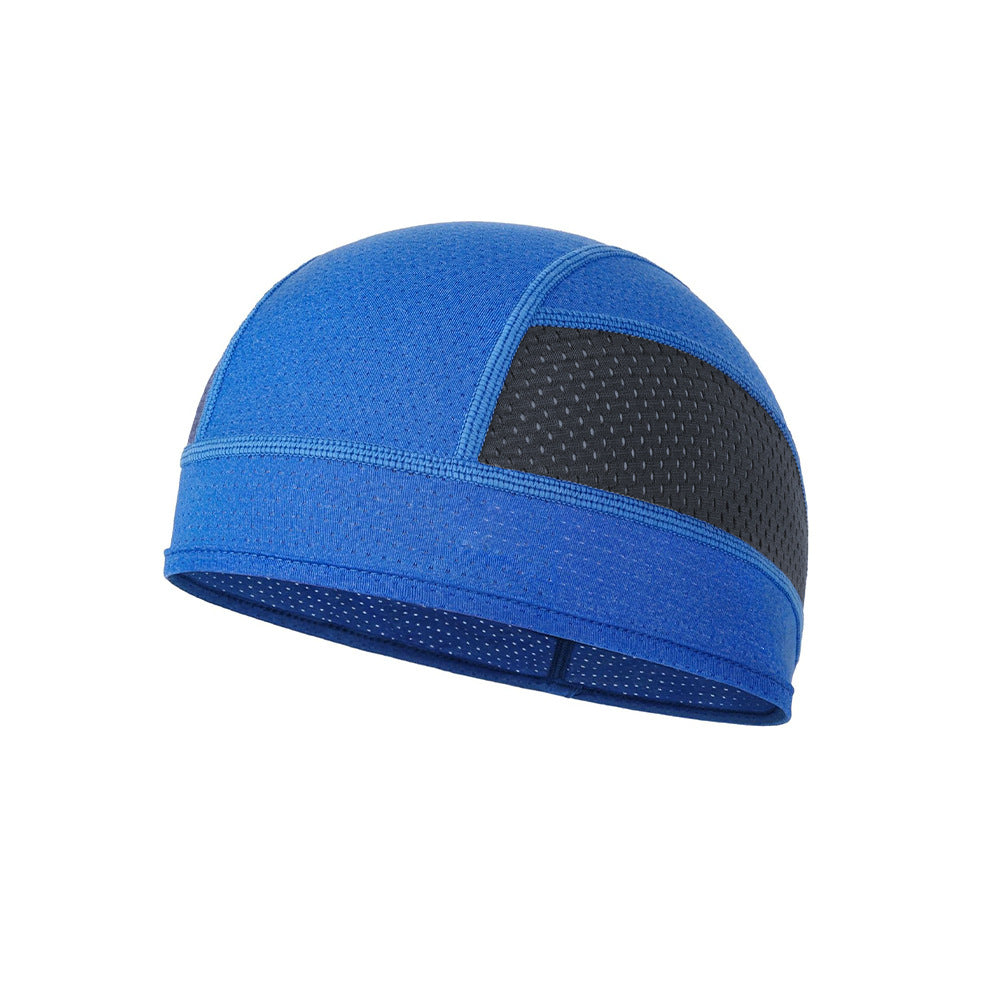 Cooling Mesh Skull Cap Helmet Liner Sweat Wicking Quick Dry Beanie Blue for Cycling Motorbike Running Hard Hat One Size