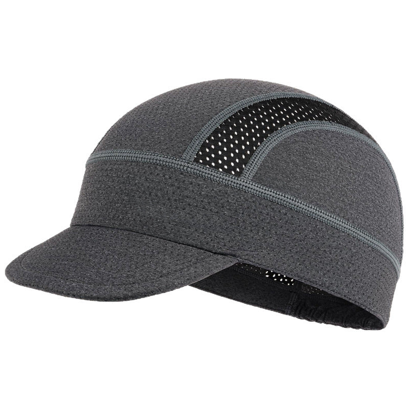 Grey Mesh Cycling Cap Under Helmet Liner Breathable Skull Cap with Flip Up Brim Sun Shade Moisture Wicking Hat for Bike Running Fits 55-60cm