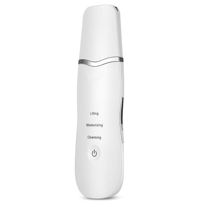 Ultrasonic Skin Scrubber Facial Spatula Blackhead Remover &amp; Pore Cleaner with Ion EMS Lifting Mode Rechargeable Beauty Tool Ivory White