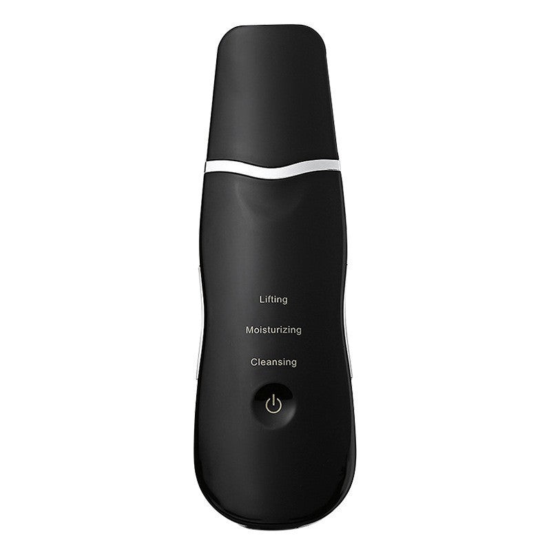 Ultrasonic Skin Scrubber Facial Spatula Blackhead Remover &amp; Pore Cleaner with Ion EMS Lifting Mode Rechargeable Beauty Tool Black