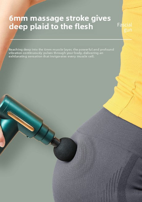 Mini Electric Massage Gun with LCD Display Portable Deep Tissue Percussion Muscle Relief Tool 6 Speeds Quiet Motor Type-C Charging Green