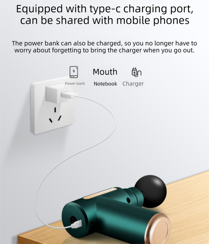 Mini Electric Massage Gun with LCD Display Portable Deep Tissue Percussion Muscle Relief Tool 6 Speeds Quiet Motor Type-C Charging Grey