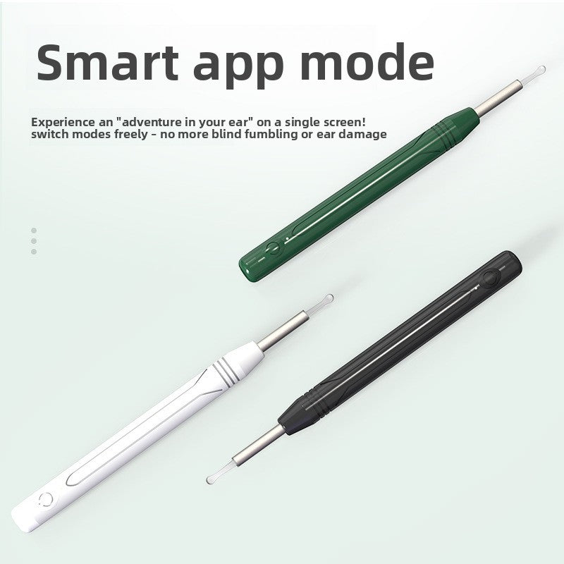Smart Visual Ear Wax Removal Tool with HD Camera WiFi Wireless Otoscope Ear Cleaner 3.5mm Ultra Slim Lens for iPhone Android Black