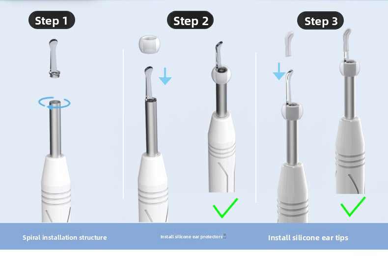 Smart Visual Ear Wax Removal Tool with HD Camera WiFi Wireless Otoscope Ear Cleaner 3.5mm Ultra Slim Lens for iPhone Android Black