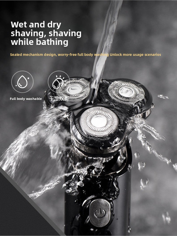 Electric Shaver for Men 3D Rotary Razor Wet and Dry Waterproof USB Rechargeable LED Display Travel Lock Gift Box Black