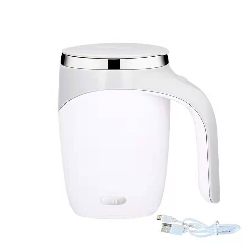 Rechargeable Automatic Self Stirring Mug USB Magnetic Mixing Cup 304 Stainless Steel Electric Coffee Tumbler for Travel Office Grey