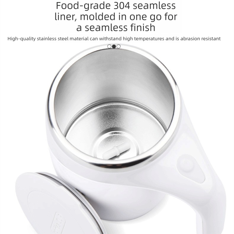 Rechargeable Automatic Self Stirring Mug USB Magnetic Mixing Cup 304 Stainless Steel Electric Coffee Tumbler for Travel Office Grey