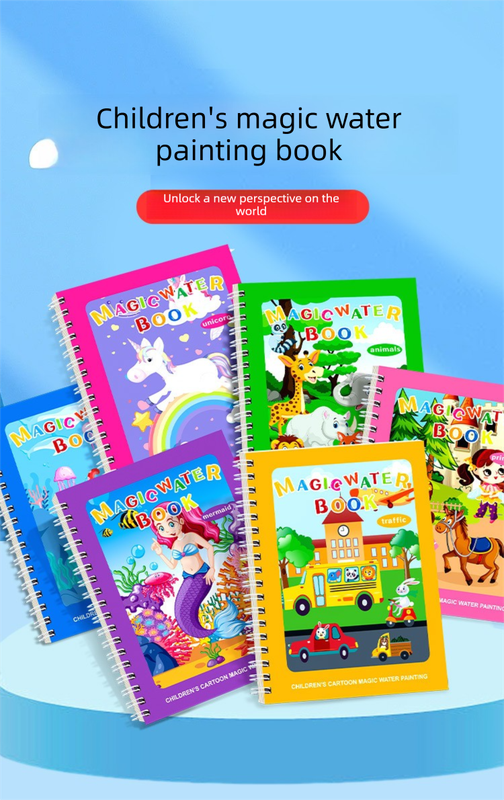 2 PCS Magic Water Colouring Book Mermaid & Unicorn Themes Reusable Painting Activity Set Mess Free Travel Toy for Kids