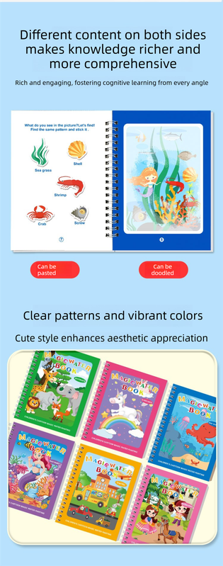 2 PCS Magic Water Colouring Book Mermaid & Unicorn Themes Reusable Painting Activity Set Mess Free Travel Toy for Kids