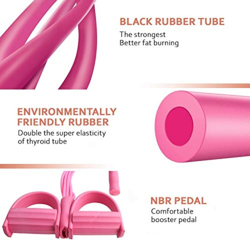 2 PCS Upgraded 6-Tube Pedal Resistance Band & Figure 8 Pull Rope Set Purple Elastic Tummy Trimmer for Home Gym Workout