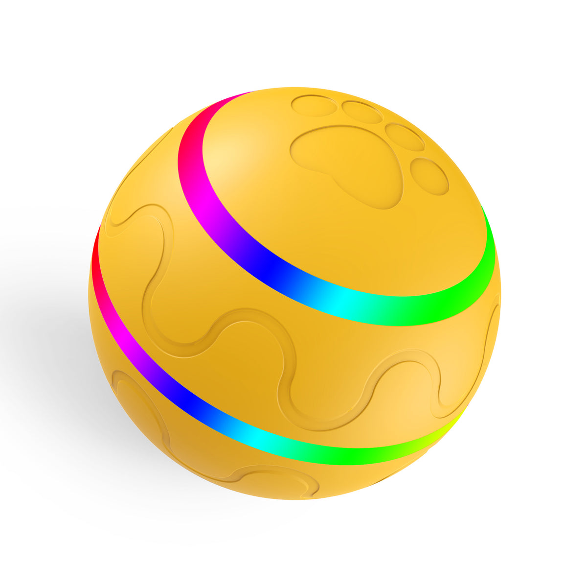 Yellow Durable TPU Smart Interactive Electric Pet Toy Ball - Automatic Bouncing Dog &amp; Cat Chew Toy, Shaking Smart Activated