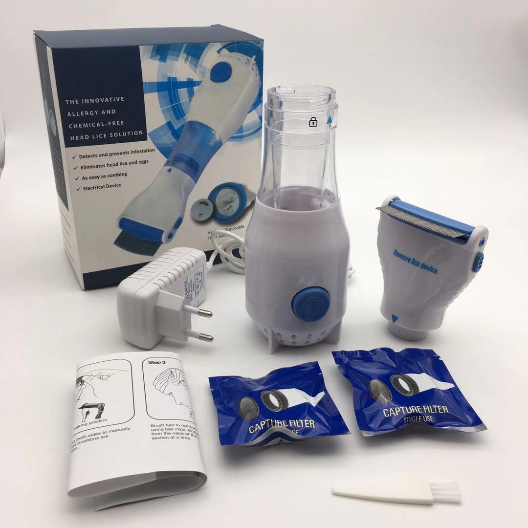 Portable Electric Pet Lice/Flea Comb with 3 Filters - Physical Head Lice Remover and Grooming Vacuum for Cats &amp; Dogs