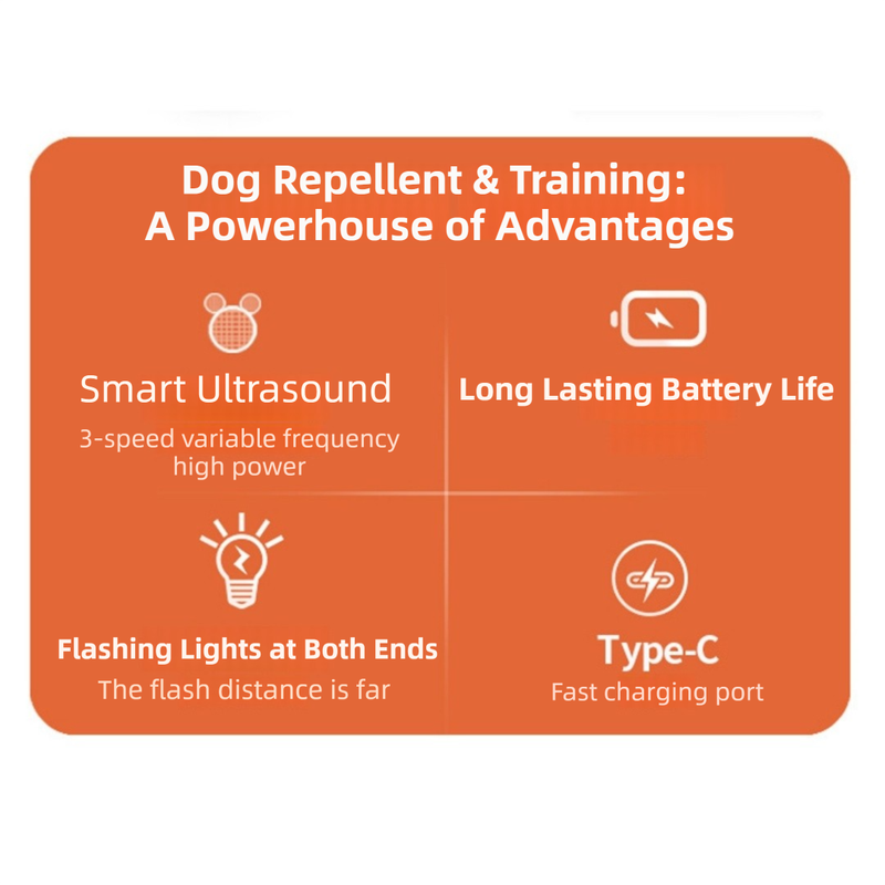 Portable Single-Head Ultrasonic Dog Repeller & Trainer with LED Flashlight - Multi-Function Pet Safety Device for Outdoors