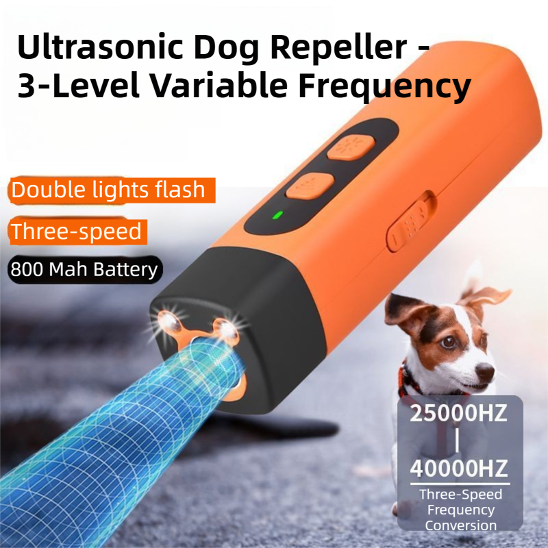 Portable Single-Head Round Ultrasonic Dog Repeller & Trainer with LED Flashlight - Multi-Function Pet Safety Device for Outdoors