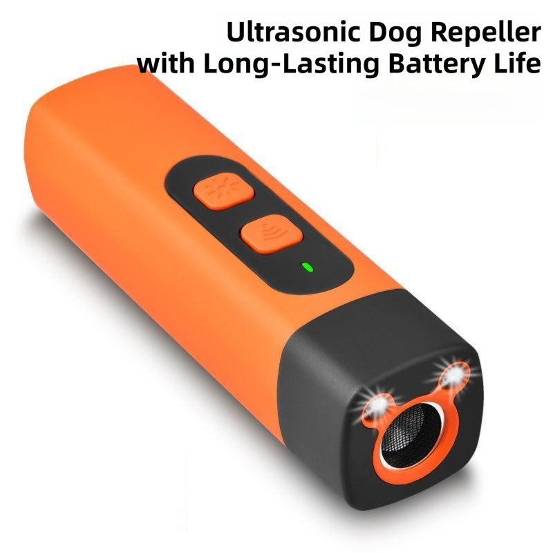 Portable Single-Head Round Ultrasonic Dog Repeller & Trainer with LED Flashlight - Multi-Function Pet Safety Device for Outdoors