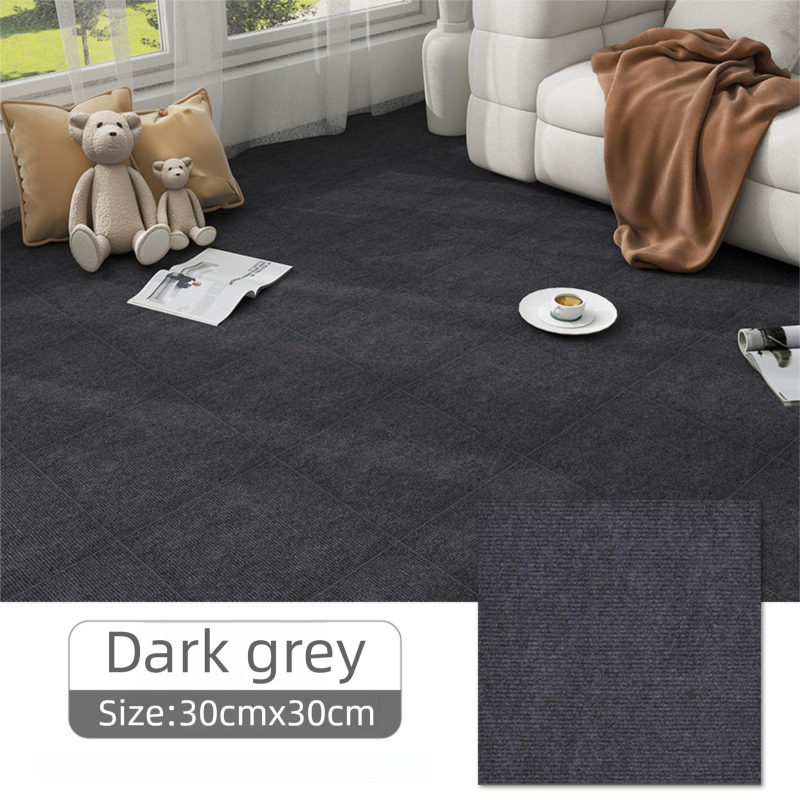 16 Pack Dark Grey Durable &amp; Soft Self-Adhesive Carpet Tiles(30x30cm) - Interlocking Non-Slip Square Floor Mat for Bedroom, Office &amp; Living Room
